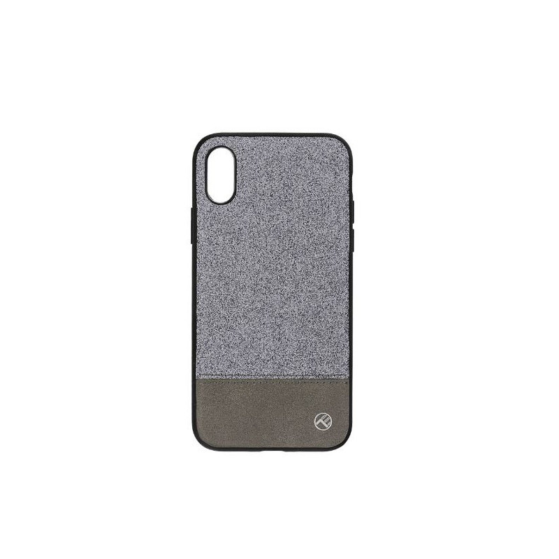 Tellur Cover Synthetic Leather Glitter II for iPhone X / XS silver