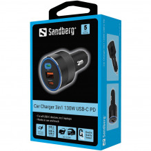 Sandberg 441-49 automobilinis įkroviklis 3in1 130W USB-C PD