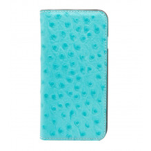 Tellur Book case Ostrich Genuine Leather for iPhone 7 turquoise