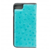 Tellur Book case Ostrich Genuine Leather for iPhone 7 turquoise