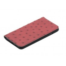 Tellur Book case Ostrich Genuine Leather for iPhone 7 red