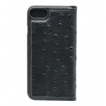 Tellur Book case Ostrich Genuine Leather for iPhone 7 black