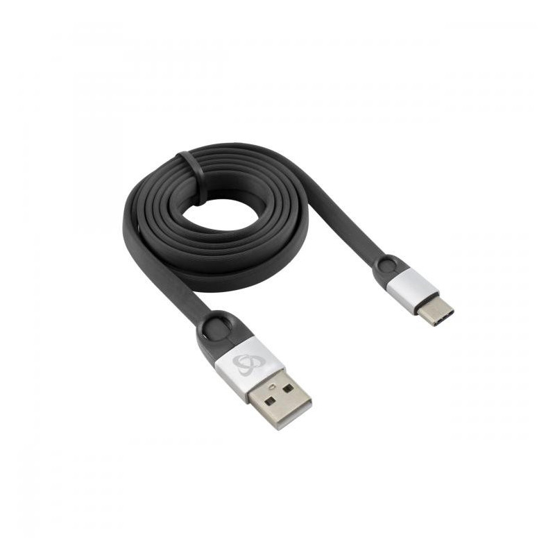 Sbox USB 2.0-Type-C / 2.4A juoda / sidabrinė 1,5M
