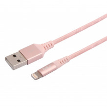„Tellur“ duomenų kabelis „Apple MFI“ sertifikuotas USB prie „Lightning“ pagamintas iš kevlaro 2,4 A 1 m rožinio aukso