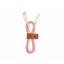 „Tellur“ duomenų kabelis „Apple MFI“ sertifikuotas USB prie „Lightning“ pagamintas iš kevlaro 2,4 A 1 m rožinio aukso
