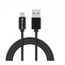 „Tellur“ duomenų kabelis, USB į „Micro USB“, nailoninis pintas, 1 m juodas
