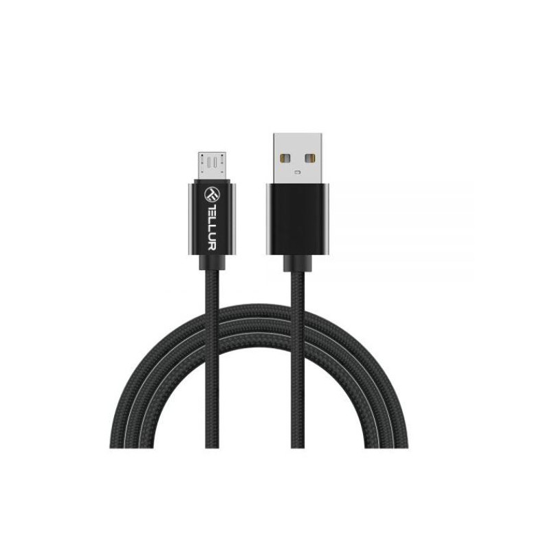 Tellur Data cable, USB to Micro USB, Nylon Braided, 1m black