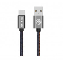 „Tellur“ duomenų kabelis, USB prie C tipo, 1 m džinsinio audinio