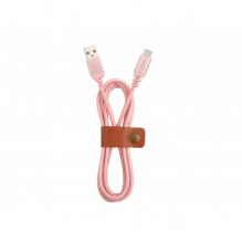 „Tellur Data“ kabelis, USB prie C tipo, pagamintas iš kevlaro, 3A, 1 m rožinio aukso