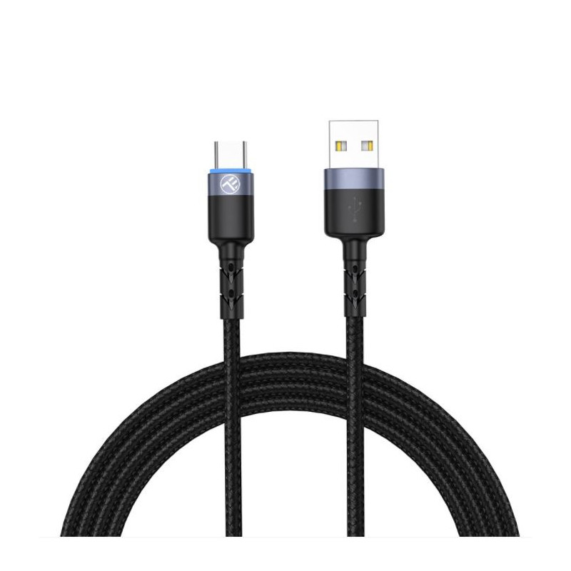 Tellur Data Cable USB to Type-C LED Nylon Braided 1.2m Black