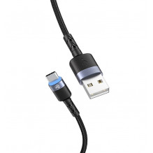 Tellur Data Cable USB to Type-C LED Nylon Braided 1.2m Black