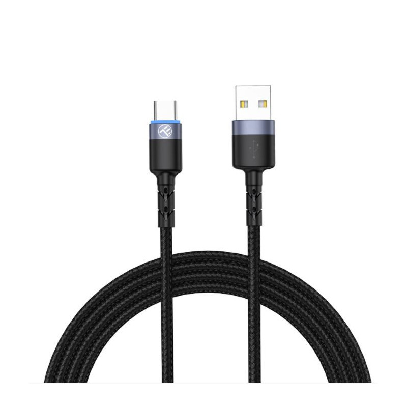 Tellur Data Cable USB to Type-C LED Light Nylon 2m Black