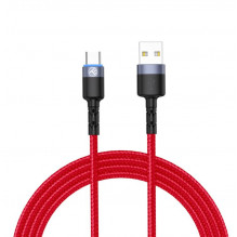 Tellur Data Cable USB to Type-C with LED Light 3A 1.2m Red