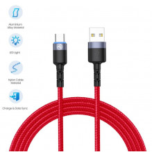 Tellur Data Cable USB to Type-C with LED Light 3A 1.2m Red