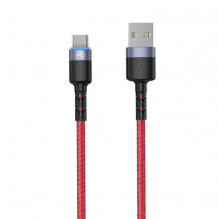 Tellur Data Cable USB to Type-C with LED Light 3A 1.2m Red