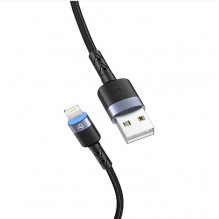 „Tellur“ duomenų kabelis USB su „Lightning LED“, nailoninis, 1,2 m juodas