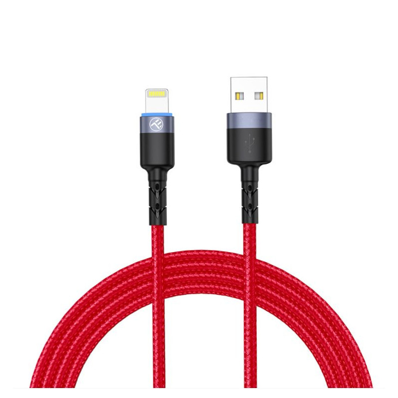 Tellur Data Cable USB to Lightning with LED Light 3A 1.2m Red