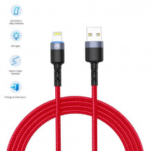 Tellur Data Cable USB to Lightning with LED Light 3A 1.2m Red