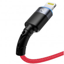 „Tellur“ duomenų kabelis USB prie „Lightning“ su LED lempute 3A 1,2 m raudona