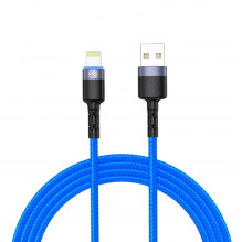 „Tellur“ duomenų kabelis USB prie „Lightning“ su LED šviesa, 3A 1,2 m mėlynas