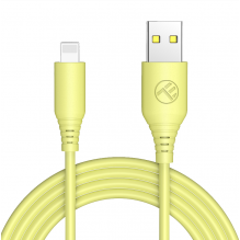 „Tellur“ silikoninis USB kabelis su „Lightning“ 3A 1 m geltonas