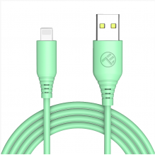 „Tellur“ silikoninis USB kabelis su „Lightning“ 3A 1 m žalias