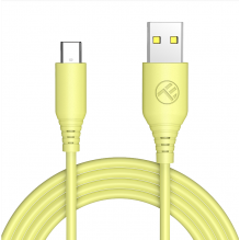 „Tellur“ silikono USB prie C tipo kabelis 3A 1 m geltonas