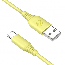 „Tellur“ silikono USB prie C tipo kabelis 3A 1 m geltonas