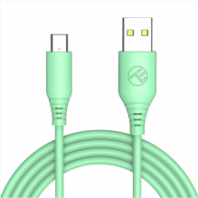 „Tellur“ silikono USB prie C tipo kabelis 3A 1 m žalias