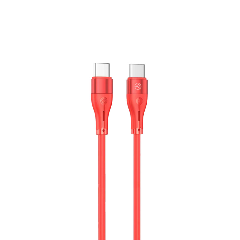 „Tellur“ silikoninis C tipo–C tipo kabelis PD60W 1 m raudonas