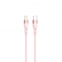 „Tellur“ silikoninis C tipo kabelis su žaibo kabeliu PD30W 1 m, rožinis