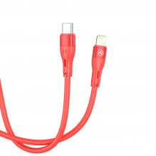 „Tellur“ silikoninis C tipo kabelis su žaibo kabeliu PD30W 1 m raudonas