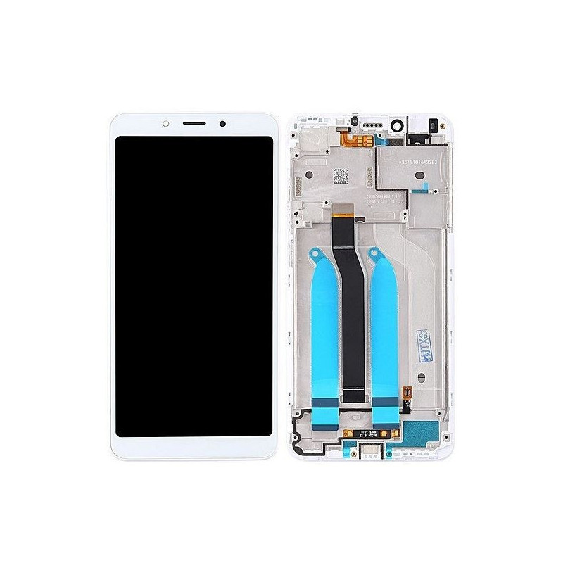 Ekranas Xiaomi Redmi 6/ 6A su lietimui jautriu stikliuku su rėmeliu baltas originalus (service pack)