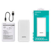 POWER BANK USB 20000MAH WHITE / PBC20-WH ADATA