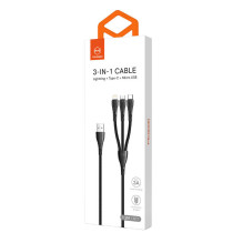 3in1 USB į USB-C / Lightning / Micro USB kabelis, Mcdodo CA-6960, 1,2 m (juodas)