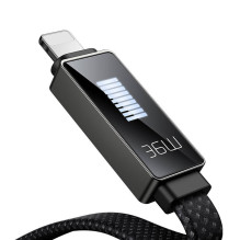 „Mcdodo CA-4960 USB-C“ laidas su „Lightning“ su 1,2 m ekranu (juodas)