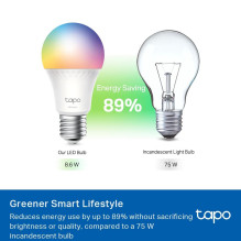 Smart Light Bulb, TP-LINK, Power consumption 8.6 Watts, Luminous flux 1055 Lumen, 6500 K, 240V, Beam angle 220 degrees, 