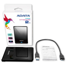 External HDD, ADATA, HV620S, 2TB, USB 3.1, Colour Black, AHV620S-2TU31-CBK