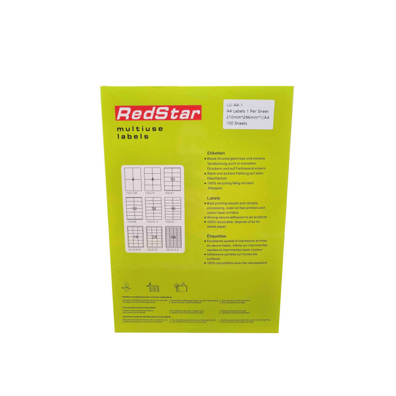 RedStar Adhesive Paper A4, 1 label, 100 sheets