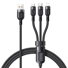 3in1 USB į USB-C / Lightning / Micro USB kabelis, Mcdodo CA-0930, 6A, 1,2 m (juodas)