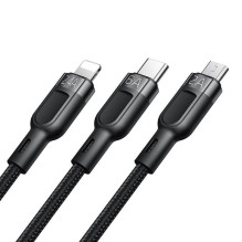 3in1 USB į USB-C / Lightning / Micro USB kabelis, Mcdodo CA-0930, 6A, 1,2 m (juodas)