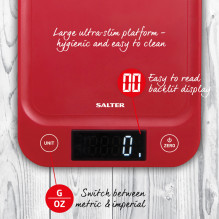 Skaitmeninės virtuvės svarstyklės Salter 1067 RDDRA, 5kg Talpa raudona