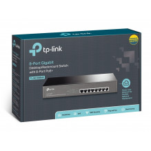 TP-LINK 8 prievadų Gigabit Desktop / Rackmount jungiklis su 8 prievadų PoE+