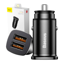 Baseus Square 2xUSB QC3.0 5A 30W car charger (black)