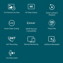 TP-LINK VIGI 16 kanalų tinklo vaizdo įrašymo įrenginys