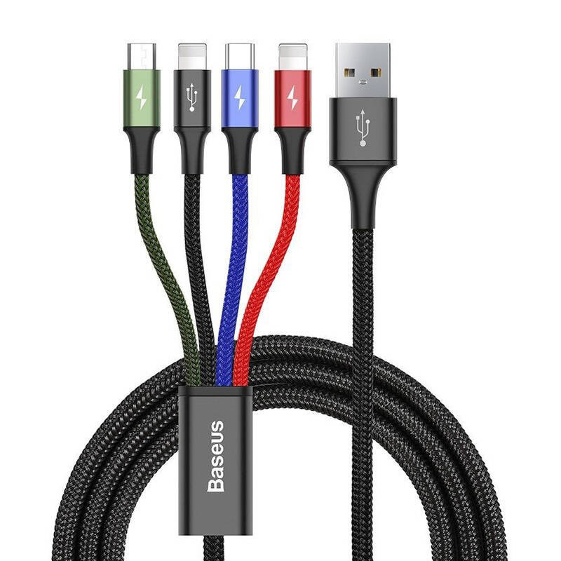 Baseus Fast USB laidas 4in1 USB-C / 2x Lightning / Micro 3,5A 1,2m - juodas
