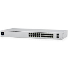 UBIQUITI Standard 24 PoE (16) GbE PoE+, (8) GbE ports (2) 1G SFP ports 95W total PoE availability Fanless, silent coolin