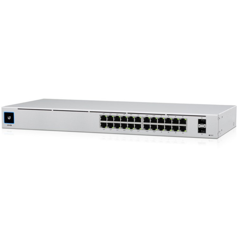 UBIQUITI Standard 24 PoE (16) GbE PoE+, (8) GbE prievadai (2) 1G SFP prievadai 95 W bendras PoE prieinamumas Be ventilia