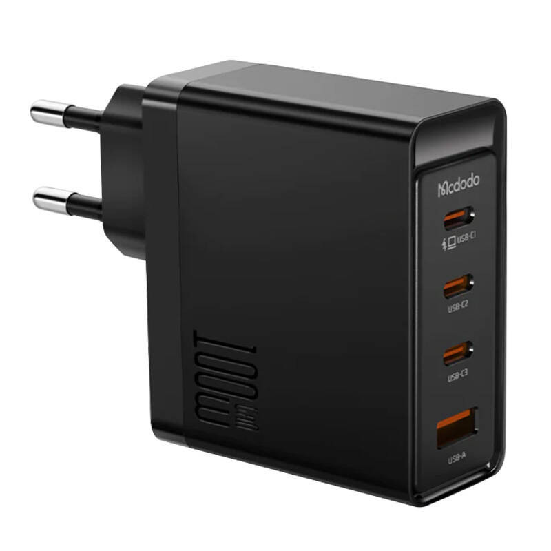 Sieninis įkroviklis McDodo GAN 3xUSB-C + USB, 100W (juodas)