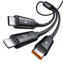 „3 viename“ USB į USB-C / „Lightning“ / „Micro USB“ laidas, „Mcdodo CA-5790“, 3,5 A, 1,2 m (juodas)